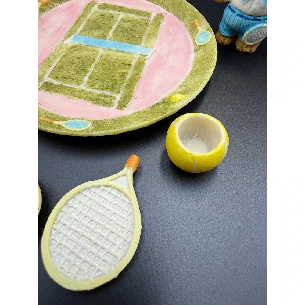 Miniature Popular Imports Tennis Bears Tea Set, Resin, Sports, 1994, VTG